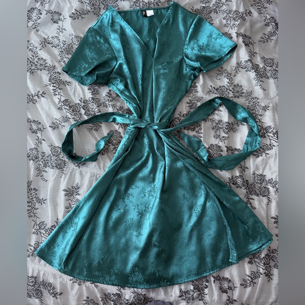 Teal Satin Dress